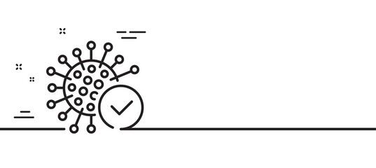 Confirmed coronavirus line icon. Covid-19 virus sign. Corona virus symbol. Minimal line illustration background. Coronavirus line icon pattern banner. White web template concept. Vector