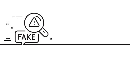 Fake news line icon. Propaganda conspiracy sign. Check wrong truth symbol. Minimal line illustration background. Fake news line icon pattern banner. White web template concept. Vector