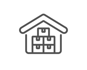 Wholesale goods line icon. Warehouse boxes sign. Logistic inventory storage symbol. Quality design element. Linear style wholesale goods icon. Editable stroke. Vector