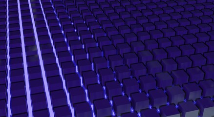 Purple cubes in glass geometric abstract 3d render illustration