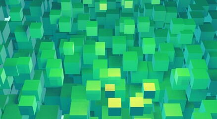 Green cubes texture secure technologies concept abstract 3d render illustration