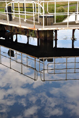 Reflections of Blue Sky & Lock Gate in Waters of  Industrial Canal