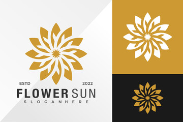 Flower Sun Logo Design Vector illustration template