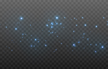 Vector magic dust on isolated transparent background. Blue dust png, magical glow png, blue light. Christmas dust.