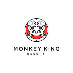 monkey king logo with mono line style design template