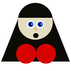 sex symbol sign with woman face eyes and breast red and pink