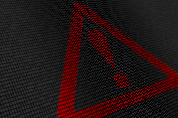Red warning sign with binary code. Danger of big data concept. Digital background illustration