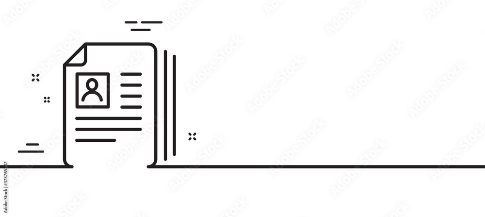 Poster business recruitment line icon. cv documents or portfolio sign. minimal line illustration background
