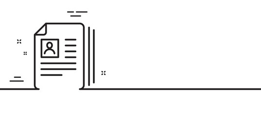 Business recruitment line icon. CV documents or Portfolio sign. Minimal line illustration background. CV documents line icon pattern banner. White web template concept. Vector