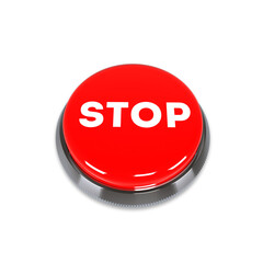 Red stop button isolated on white background