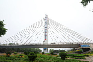 Thermometer shaped cable-stayed bridge, North China