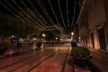Christmas atmosphere in Europe.  Taranto city in Puglia, Italy.