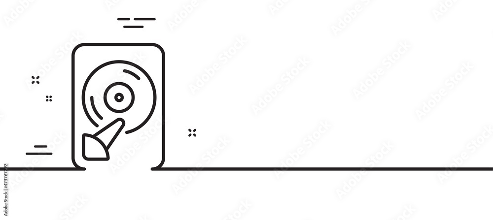 Poster hdd line icon. computer memory component sign. data storage symbol. minimal line illustration backgr