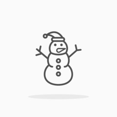 Snowman with santa hat icon. Outline style. Editable Stroke and pixel perfect. Vector illustration. Enjoy this icon for your project.