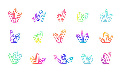 Crystal minerals line art icon. Logo vector crystal gem. Color gradient