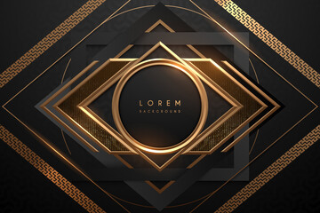 Abstract black and gold luxury ornate frame template