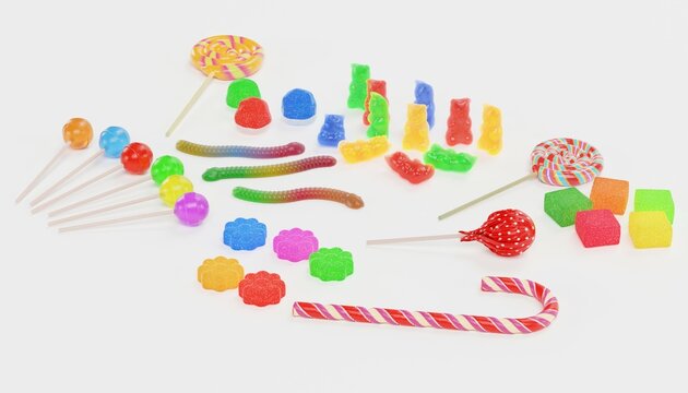 Realistic 3D Render of Candies Collection