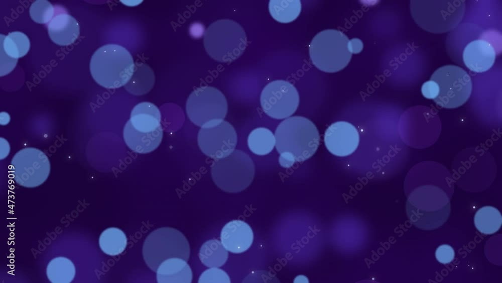 Aufkleber animation of colorful circles, bokeh effect. abstract floating particles, lights. dark purple backgr