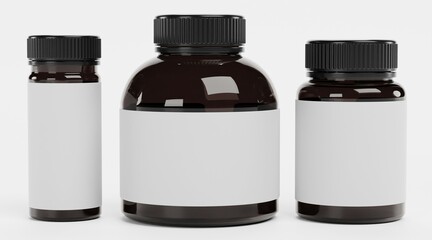 Realistic 3D Render of Pill Bottles
