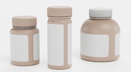 Realistic 3D Render of Pill Bottles