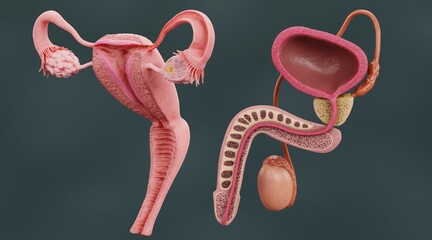 Realistic 3D Render of Human Reproductive System
