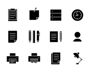 office icons set black style