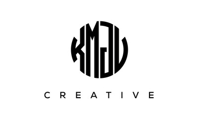 Letters KMJV creative circle logo design vector, 4 letters logo