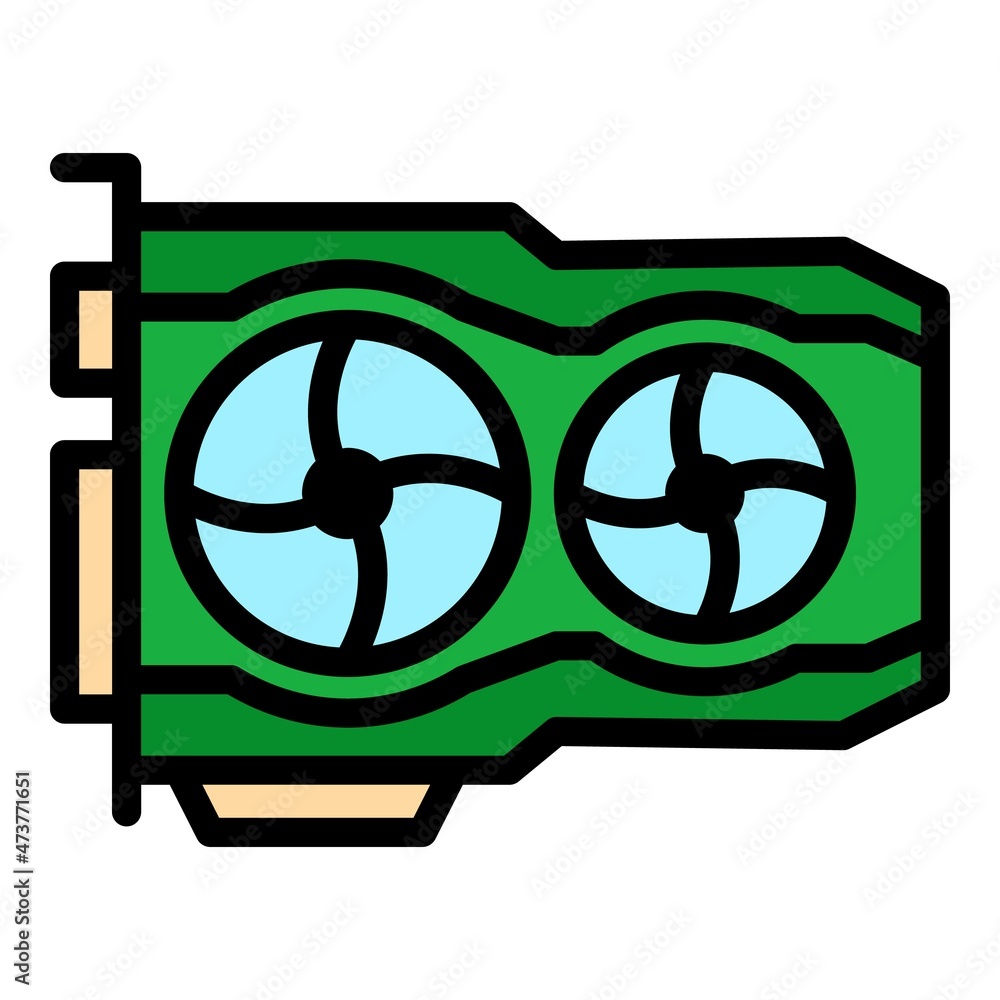 Poster computer display card icon. outline computer display card vector icon color flat isolated