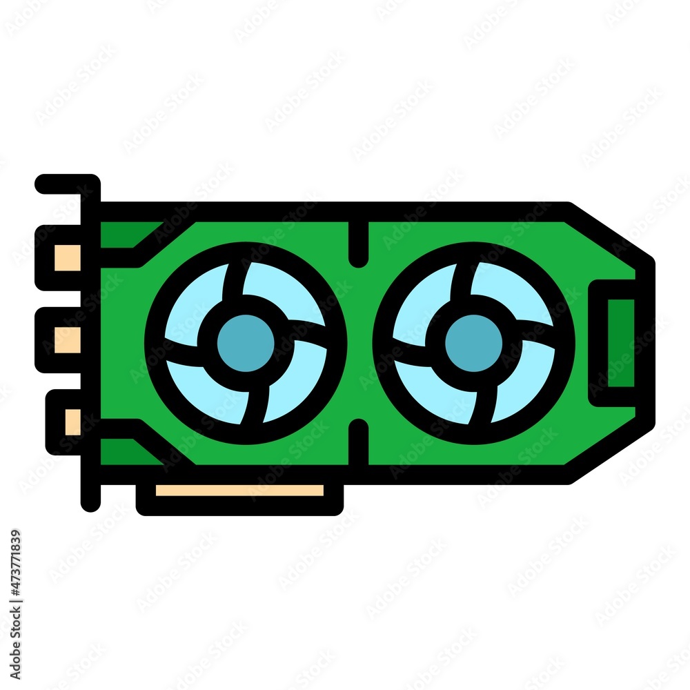 Aufkleber component gpu card icon. outline component gpu card vector icon color flat isolated