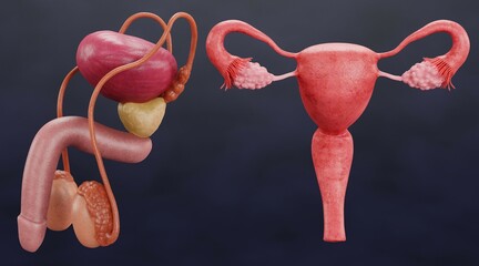 Realistic 3D Render of Human Reproductive System
