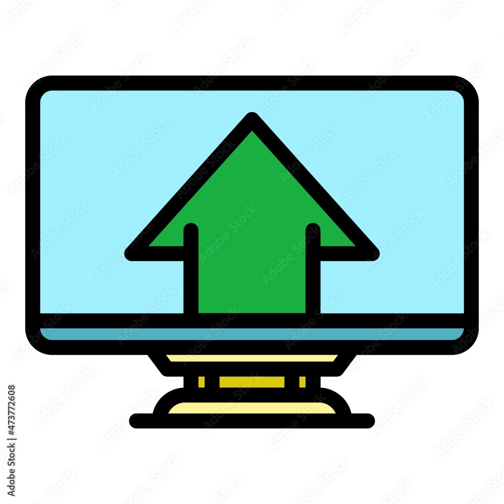 Poster upgrade monitor icon. outline upgrade monitor vector icon color flat isolated