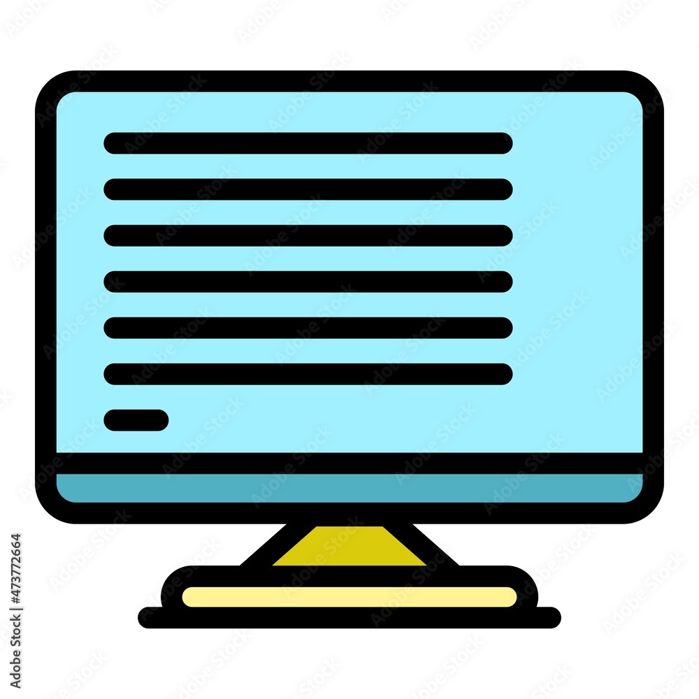 Poster text monitor icon. outline text monitor vector icon color flat isolated