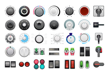 A collection of switches in a detailed style. 