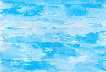Abstract blue watercolor on white paper