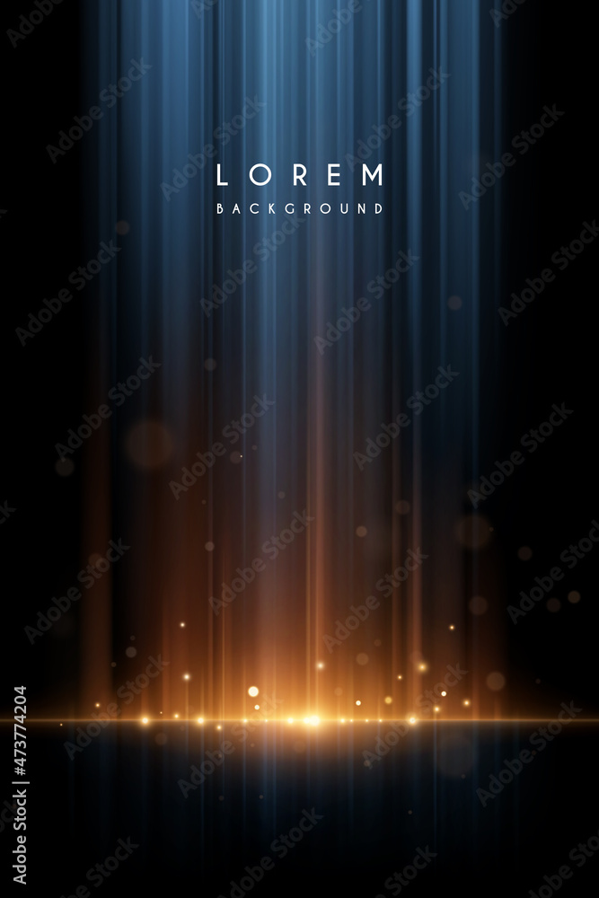 Wall mural abstract blue and yellow light rays effect background