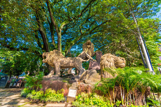 The city icon malang, the three lion statue of malang. It's called Ongis Nade (Singo Edan) Malang, Indonesia