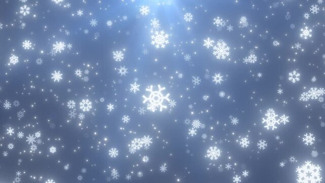 Falling Snowflakes and White Snow Particles Winter Christmas Holiday - 4K Seamless VJ Loop Motion Background Animation