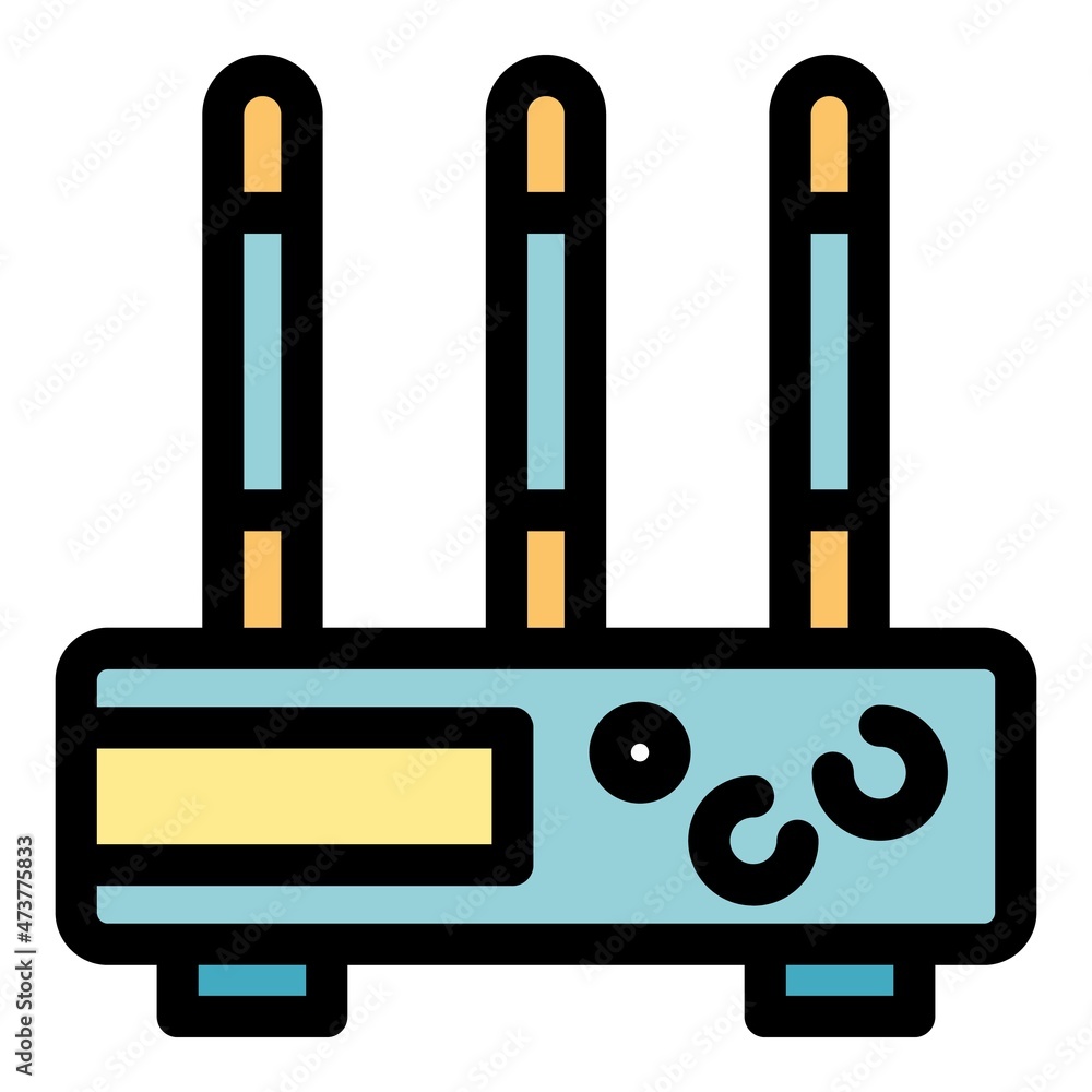 Poster modem icon. outline modem vector icon color flat isolated