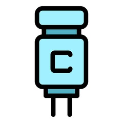 Capacitor diode icon. Outline capacitor diode vector icon color flat isolated