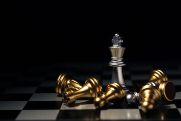 Strategic concept chess board game. planning and decision making business leader concept