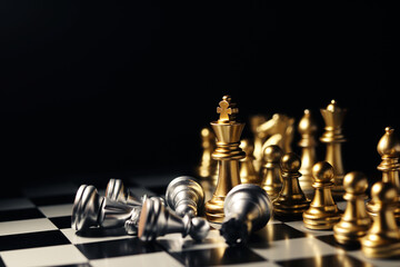 Strategic concept chess board game. planning and decision making business leader concept