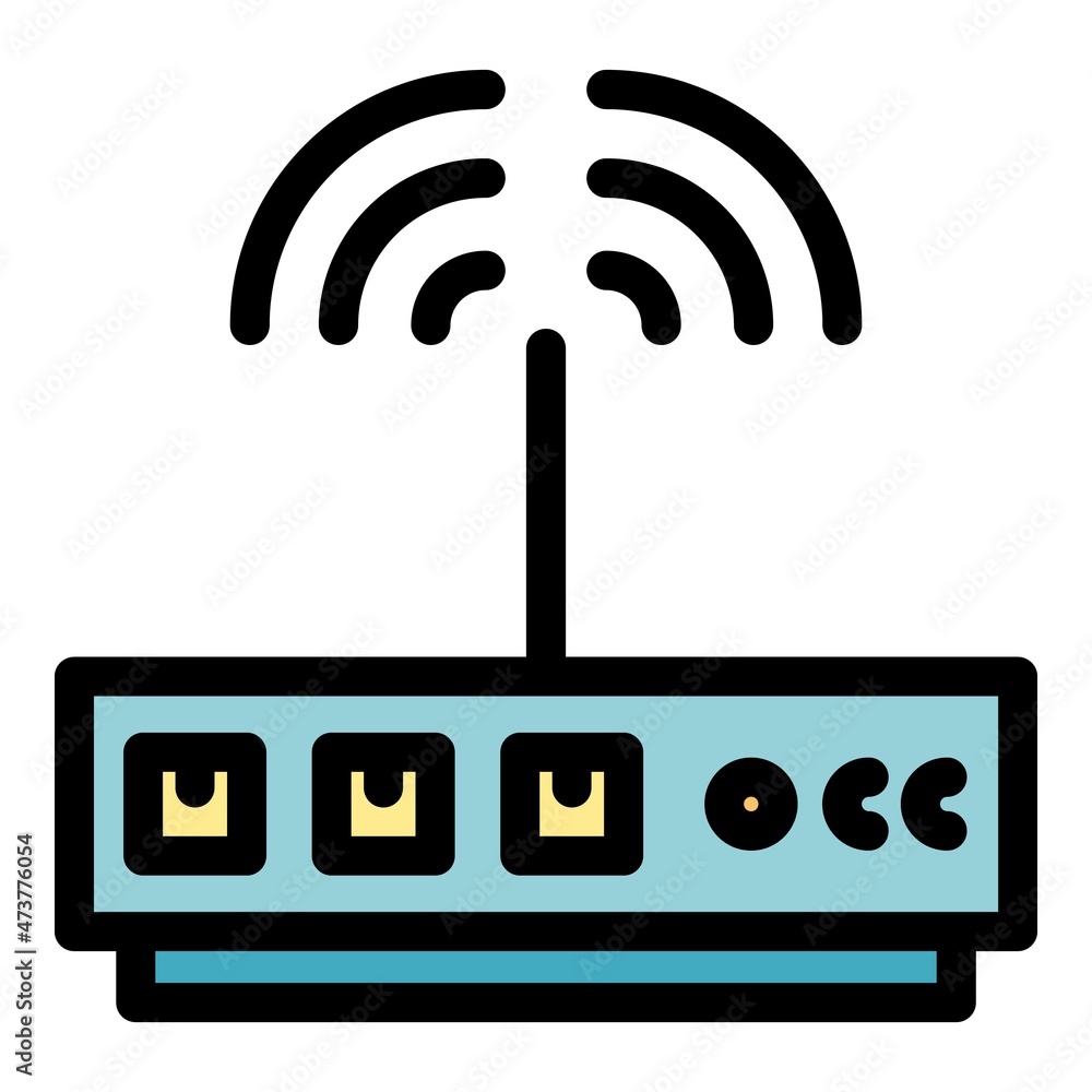 Poster web modem icon. outline web modem vector icon color flat isolated