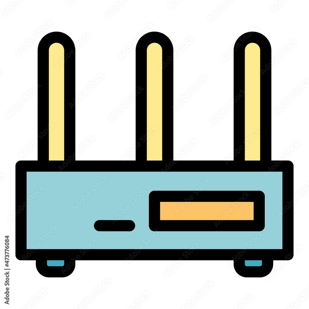 Poster web router icon. outline web router vector icon color flat isolated