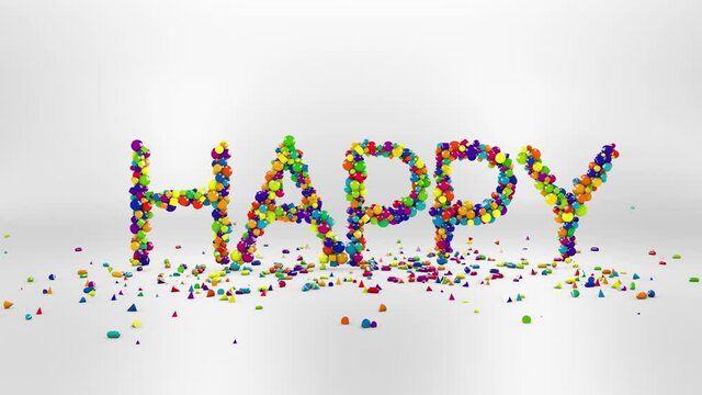 The word Happy Colorful animation