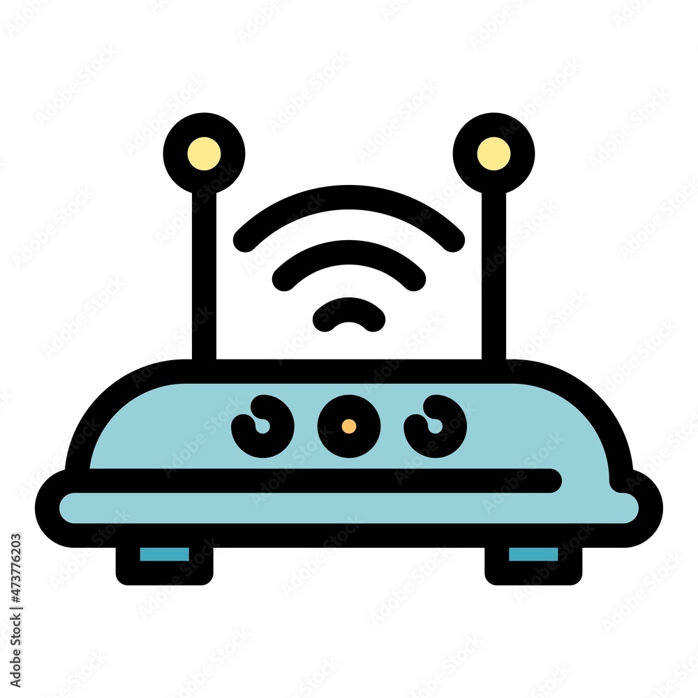 Poster connection router icon. outline connection router vector icon color flat isolated