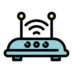 Connection router icon. Outline connection router vector icon color flat isolated