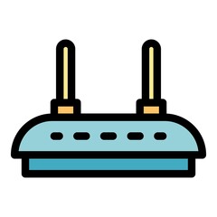Wireless modem icon. Outline wireless modem vector icon color flat isolated