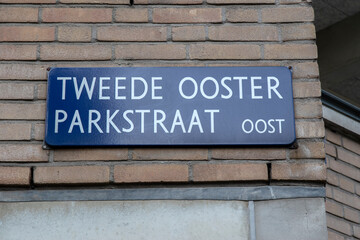 Street Sign Tweede Oosterparkstraat At Amsterdam The Netherlands 7-12-2021