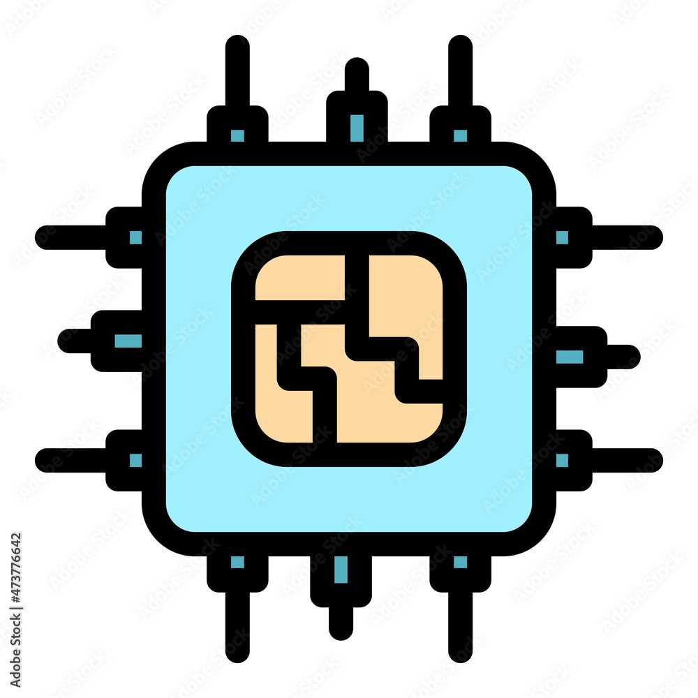 Poster microchip icon. outline microchip vector icon color flat isolated
