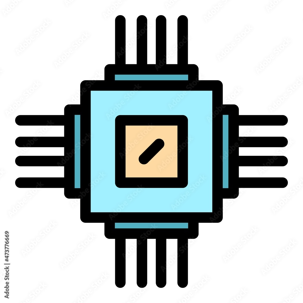 Poster processor hardware icon. outline processor hardware vector icon color flat isolated